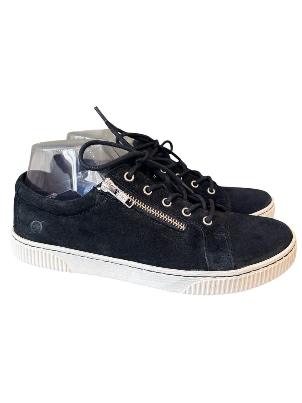 Born Tamara Black Suede Sneaker Zip Entry Size 9